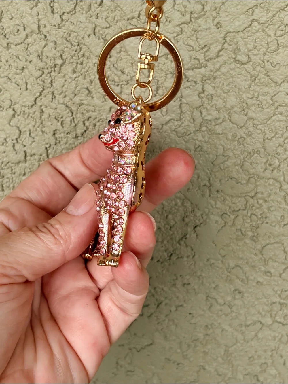 Pink Crystal Dog Keychain/Bag Charm